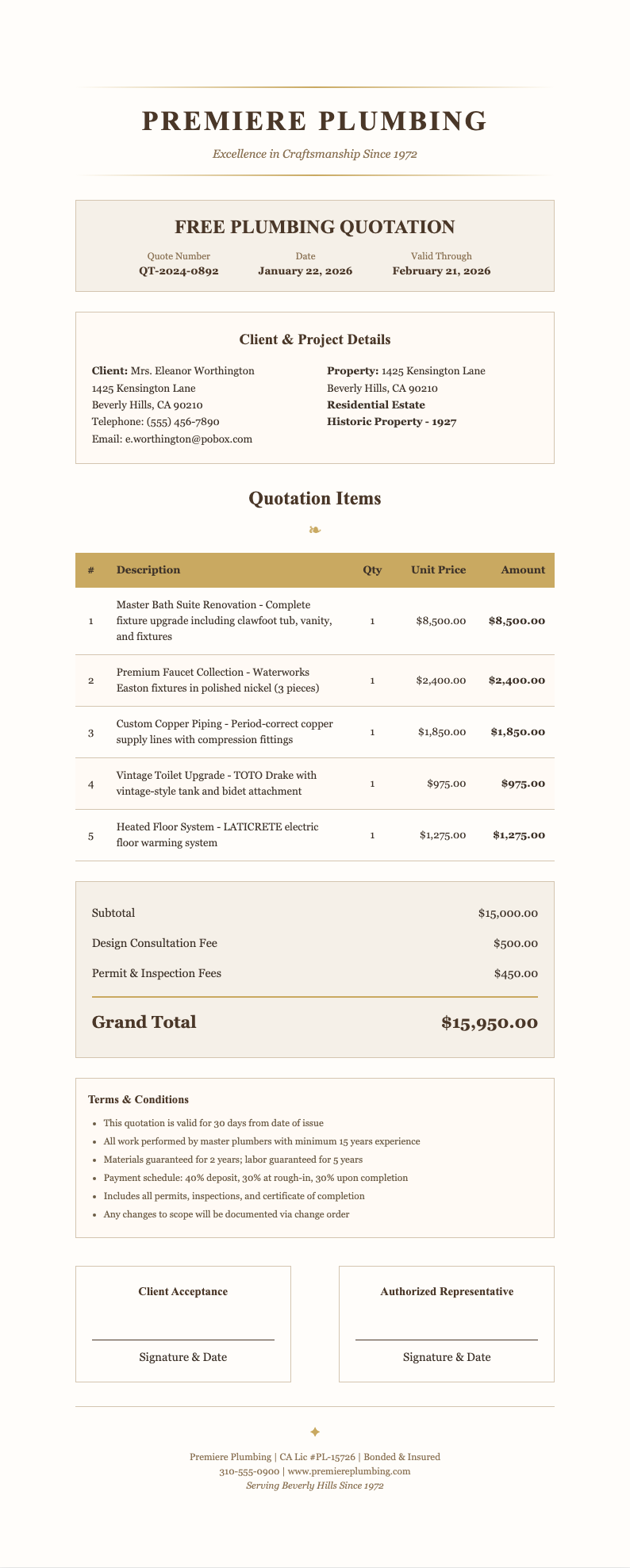 Elegant sophisticated plumbing quotation